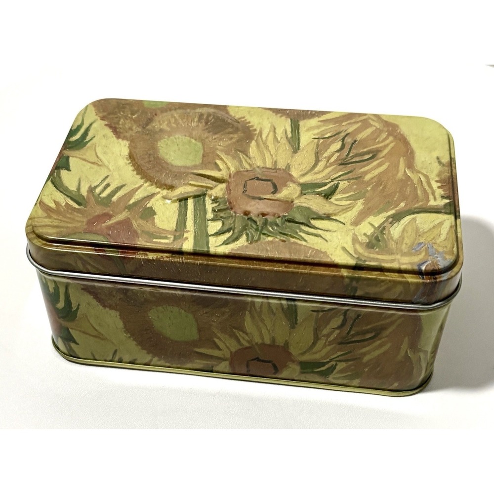 Van Gogh Museum Souvenir Sunflowers Tin Metal Keepsake Box 5"x3"